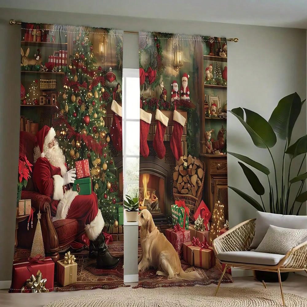 طقم واحد، ستارة 2 قطعة بطباعة رقمية لشجرة عيد الميلاد