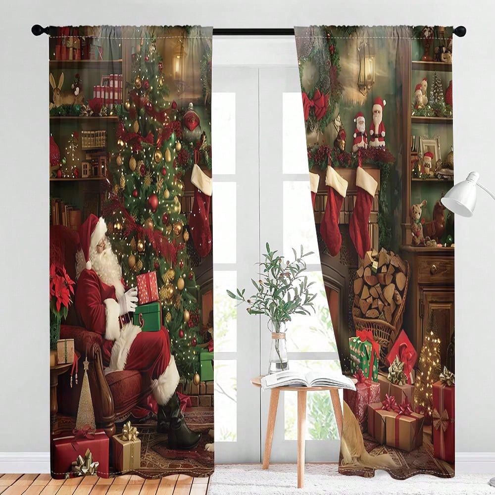 طقم واحد، ستارة 2 قطعة بطباعة رقمية لشجرة عيد الميلاد