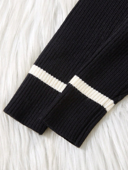 فستان كنزة صوفية مافوكة طويلة الأكمام مزين باللؤلؤ أنيقة للبنات الصغيرات، مناسب للكاجوال، الخارج، السفر، العطلة، المنزل، دار الحضانة، وقت اللعب، المدرسة، الحفلات