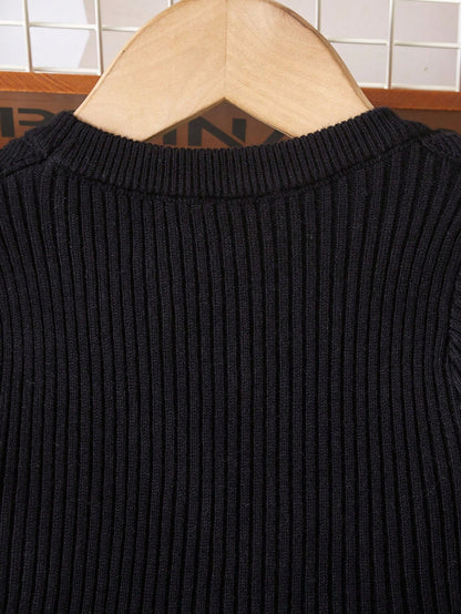 فستان كنزة صوفية مافوكة طويلة الأكمام مزين باللؤلؤ أنيقة للبنات الصغيرات، مناسب للكاجوال، الخارج، السفر، العطلة، المنزل، دار الحضانة، وقت اللعب، المدرسة، الحفلات