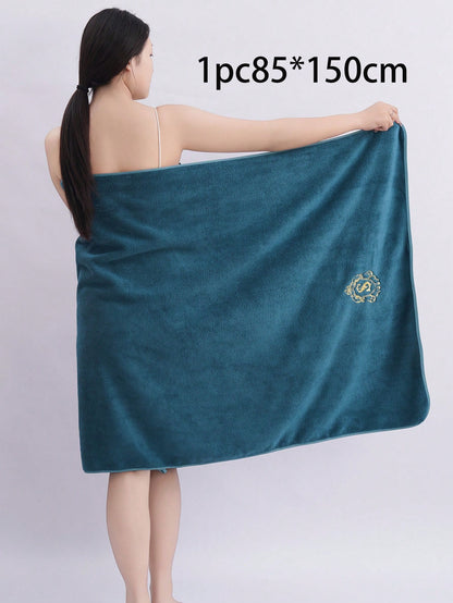 منشفة حمام منسوجة من الألياف الخفيفة الفضفاضة والألياف الخفيفة الناعمة المطرزة