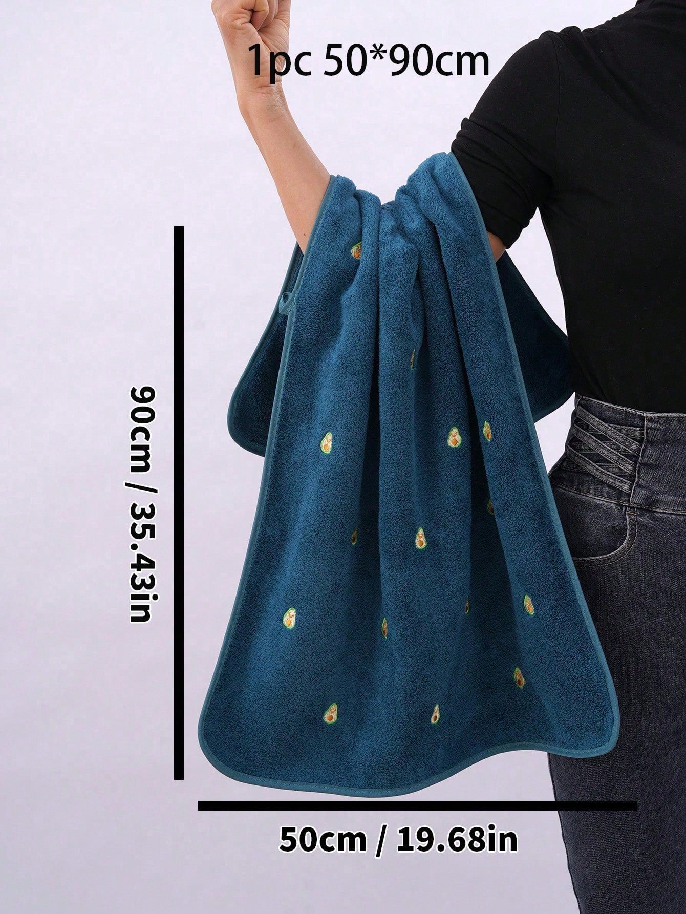 منشف حمام أفوكادو مطرز عادي من فليس كورال يمتص الماء، 1 قطعة