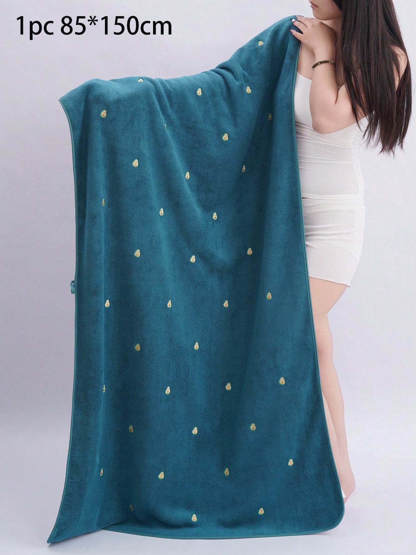 منشف حمام أفوكادو مطرز عادي من فليس كورال يمتص الماء، 1 قطعة