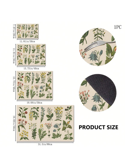 قطعة واحدة من بساط تجفيف الأطباق، مفرش طاولة مطبوع بالأعشاب