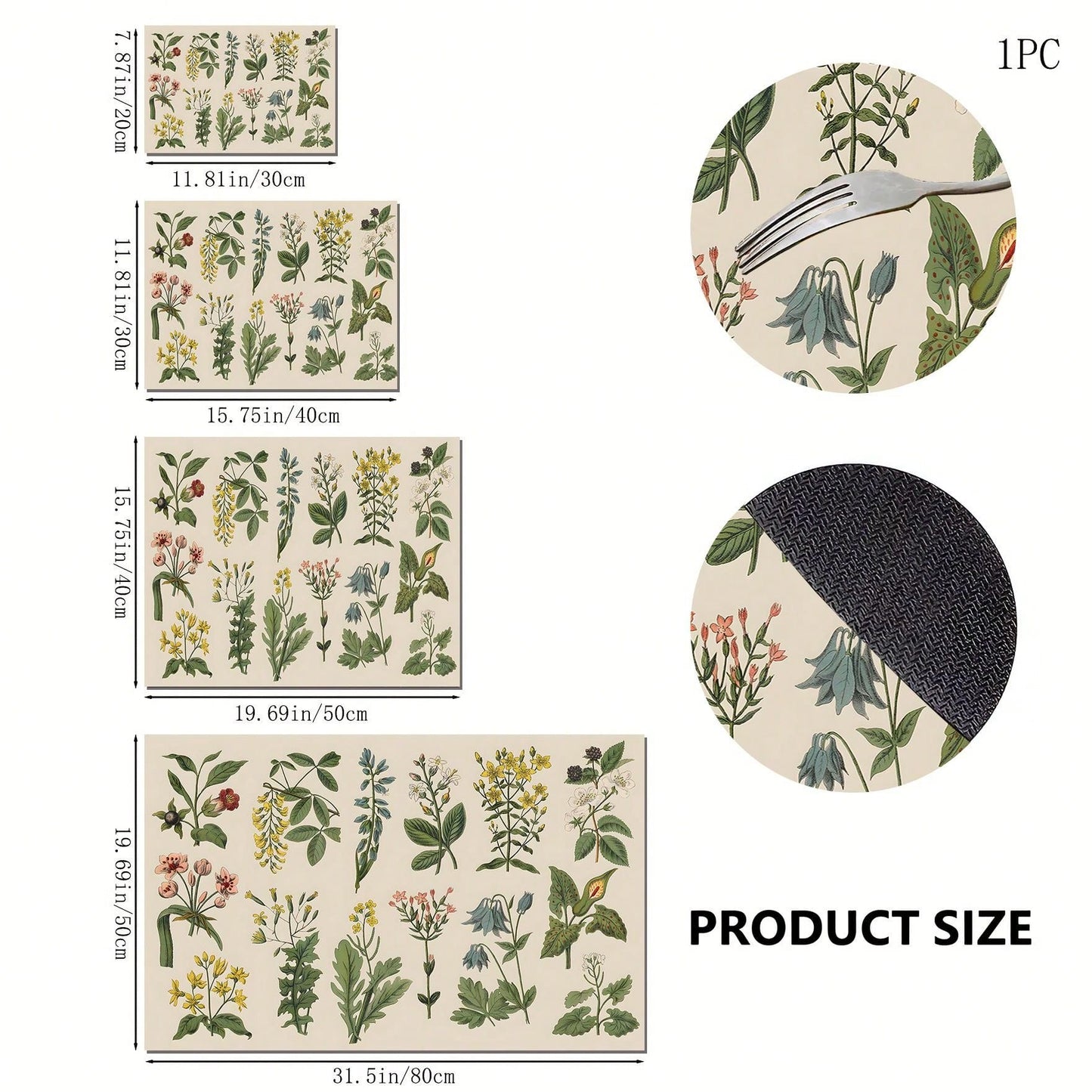 قطعة واحدة من بساط تجفيف الأطباق، مفرش طاولة مطبوع بالأعشاب