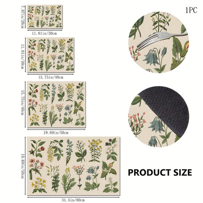 قطعة واحدة من بساط تجفيف الأطباق، مفرش طاولة مطبوع بالأعشاب