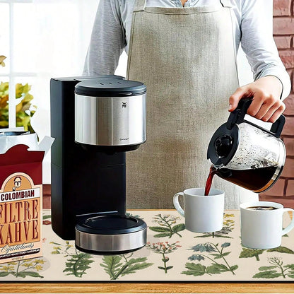 قطعة واحدة من بساط تجفيف الأطباق، مفرش طاولة مطبوع بالأعشاب