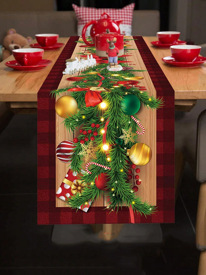 قطعة واحدة من طاولة ريش الزهور عيد الميلاد، إكسسوارات تزيين غرفة الحفلة والأعياد ال- تاولة غطاء، طاولة بسرير، غطاء طاولة لديكور مطبخ عيد الميلاد
