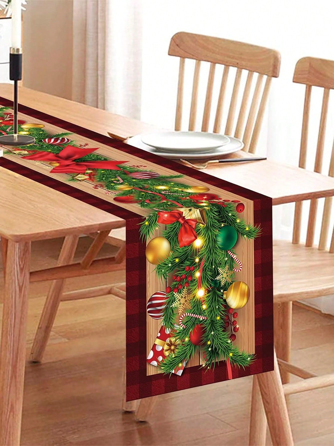 قطعة واحدة من طاولة ريش الزهور عيد الميلاد، إكسسوارات تزيين غرفة الحفلة والأعياد ال- تاولة غطاء، طاولة بسرير، غطاء طاولة لديكور مطبخ عيد الميلاد