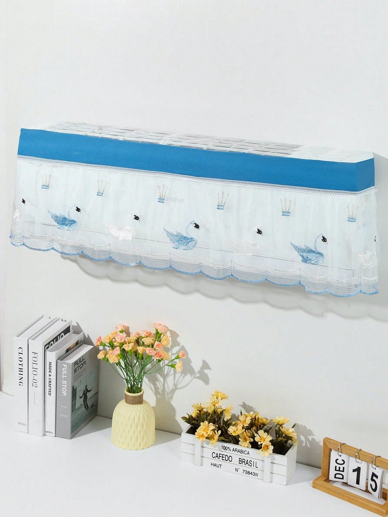 غطاء مكيف هواء قطعة واحدة بتصميم الدانتيل العالمي لسلامة قناع المكيف المثبت على الحائط الداخلي