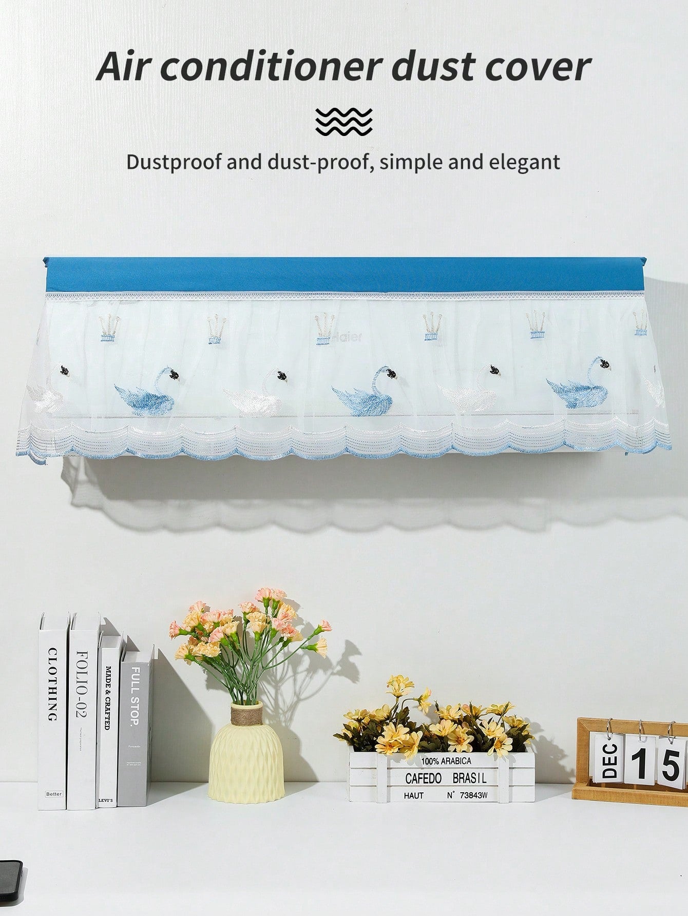 غطاء مكيف هواء قطعة واحدة بتصميم الدانتيل العالمي لسلامة قناع المكيف المثبت على الحائط الداخلي