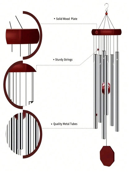 زنبور الرياح الخشبي اليدوي مع 6 أجراس أنبوبية معدنية