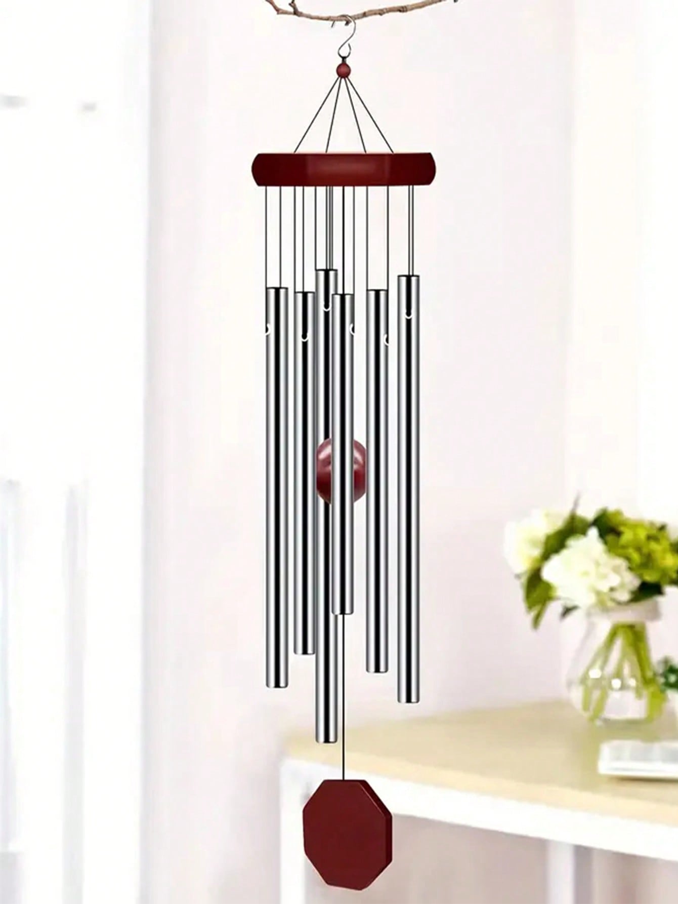 زنبور الرياح الخشبي اليدوي مع 6 أجراس أنبوبية معدنية