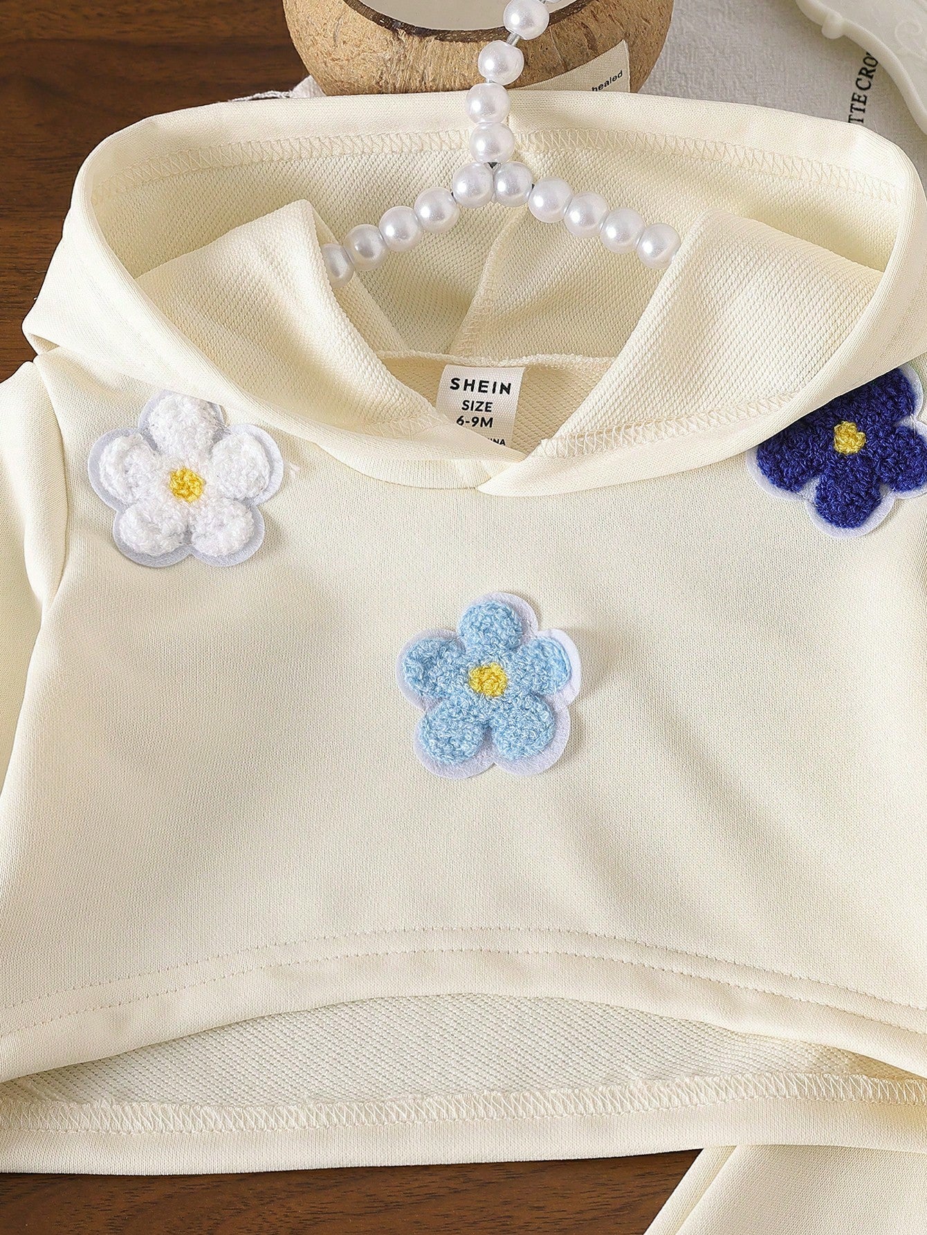 طقم ملابس خريفية للبنات الصغار 3قطع/مجموعة: هوودي مقصّر بطبعة زهرية   بدون أكتاف   بنطال