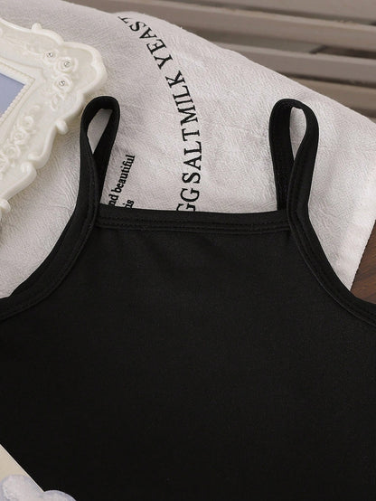 طقم ملابس خريفية للبنات الصغار 3قطع/مجموعة: هوودي مقصّر بطبعة زهرية   بدون أكتاف   بنطال