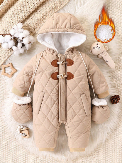 رومبير براقة للرضيع الولد مبطنة بالفليس مع غطاء رأس وأزرار وسوستة