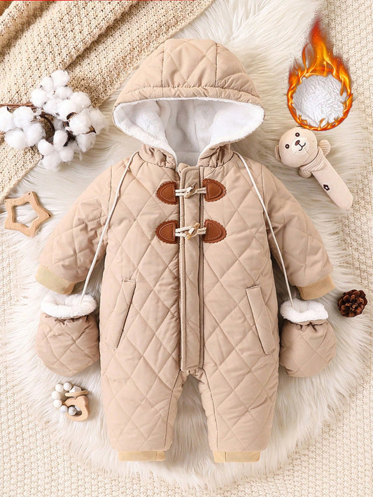 رومبير براقة للرضيع الولد مبطنة بالفليس مع غطاء رأس وأزرار وسوستة