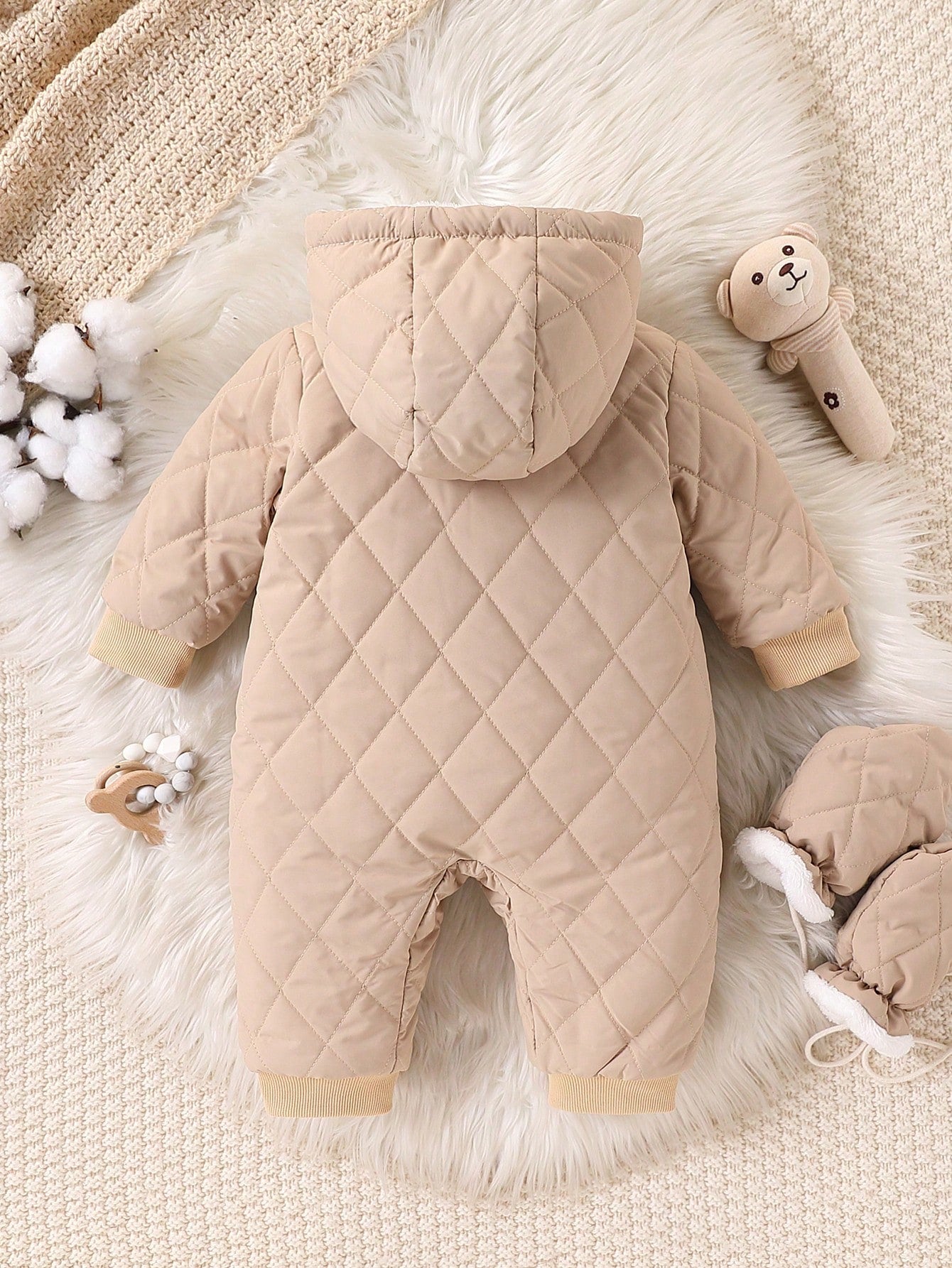 رومبير براقة للرضيع الولد مبطنة بالفليس مع غطاء رأس وأزرار وسوستة