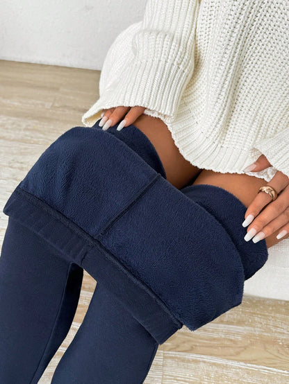 سراويل رياضية لنساء بلون أحادي مع ربطة خصر