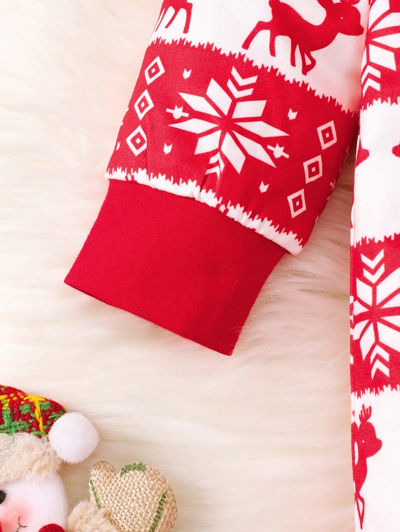 بدلة قطعة واحدة للأطفال الرضع بطباعة رأس الغزال وأزرار للأمام، لفصل الشتاء