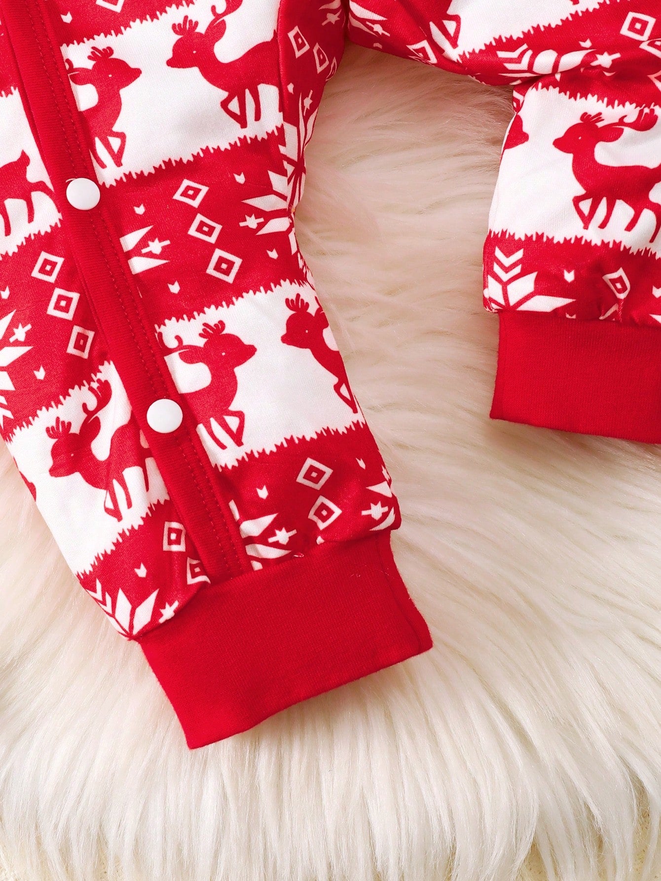 بدلة قطعة واحدة للأطفال الرضع بطباعة رأس الغزال وأزرار للأمام، لفصل الشتاء