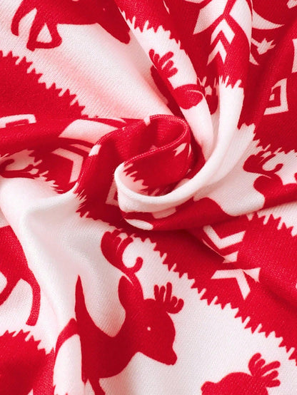 بدلة قطعة واحدة للأطفال الرضع بطباعة رأس الغزال وأزرار للأمام، لفصل الشتاء