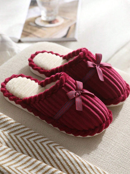 زوجان من الأحذية المبطنة بالرباط على شكل فراشة لون أحمر ساخن 2قطعات 2024 الحديث، للإستخدام الداخلي والخارجي، خريف/شتاء