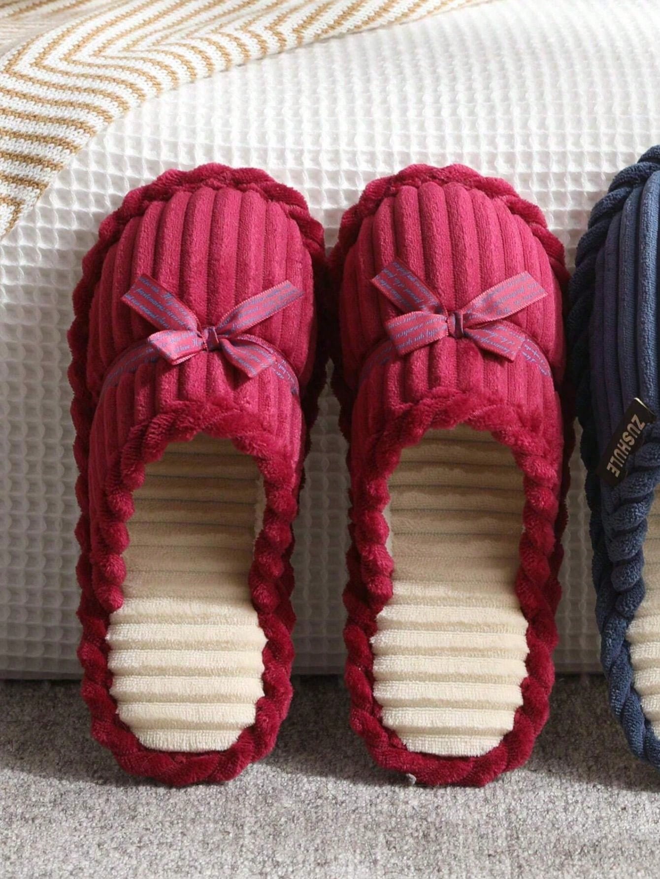 زوجان من الأحذية المبطنة بالرباط على شكل فراشة لون أحمر ساخن 2قطعات 2024 الحديث، للإستخدام الداخلي والخارجي، خريف/شتاء