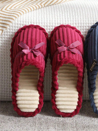 زوجان من الأحذية المبطنة بالرباط على شكل فراشة لون أحمر ساخن 2قطعات 2024 الحديث، للإستخدام الداخلي والخارجي، خريف/شتاء