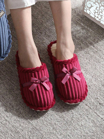 زوجان من الأحذية المبطنة بالرباط على شكل فراشة لون أحمر ساخن 2قطعات 2024 الحديث، للإستخدام الداخلي والخارجي، خريف/شتاء