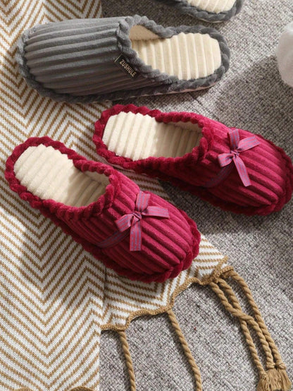 زوجان من الأحذية المبطنة بالرباط على شكل فراشة لون أحمر ساخن 2قطعات 2024 الحديث، للإستخدام الداخلي والخارجي، خريف/شتاء