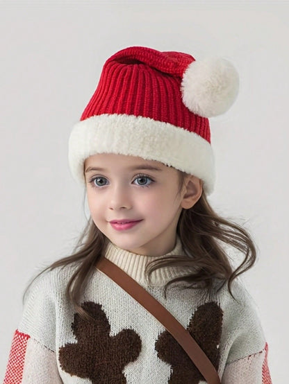 قبعة عيد الميلاد الحمراء احتفالية مع بوم بوم فاخر، قبعة شتوية