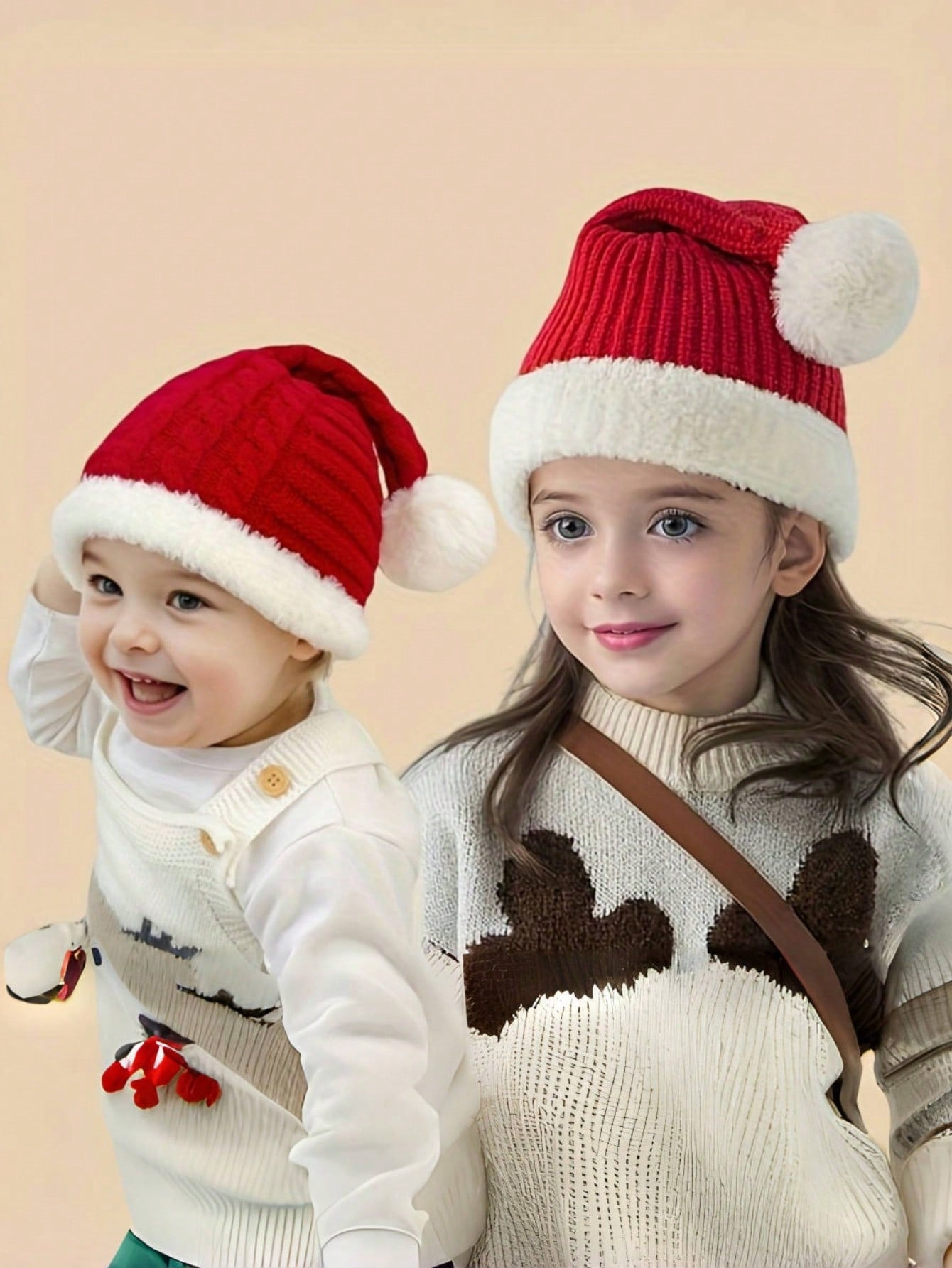 قبعة عيد الميلاد الحمراء احتفالية مع بوم بوم فاخر، قبعة شتوية