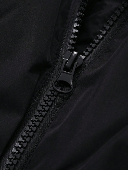 معطف سميك بأكمام منسدلة وسحاب وجيوب