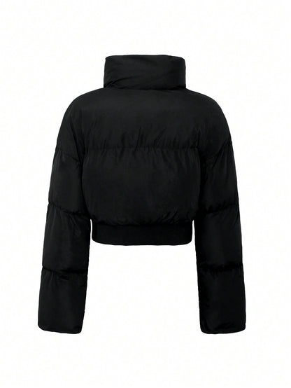 معطف سميك بأكمام منسدلة وسحاب وجيوب