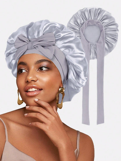 قبعة دائرية بشريط للنساء بقطر 14.17 بوصة، قبعة نوم، شريط للشعر، قبعة صالون تجميل لعيد