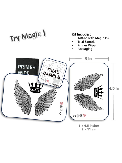 طقم من الوشم بتقنية ثورية قطعة واحدة, وشم شبه دائم, ملاك, وشم مؤقت, وشم صناعي, مقاوم للماء, مظهر وشم حقيقي, نباتي, وشم, أجنحة, تاج, X068
