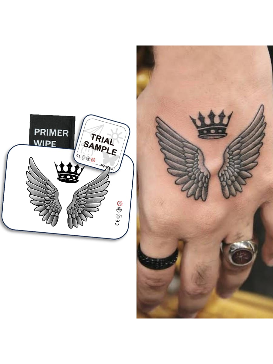 طقم من الوشم بتقنية ثورية قطعة واحدة, وشم شبه دائم, ملاك, وشم مؤقت, وشم صناعي, مقاوم للماء, مظهر وشم حقيقي, نباتي, وشم, أجنحة, تاج, X068