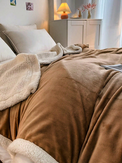 بطانية سميكة ناعمة مريحة من الفليس بلون القهوة الداكن مع الحليب