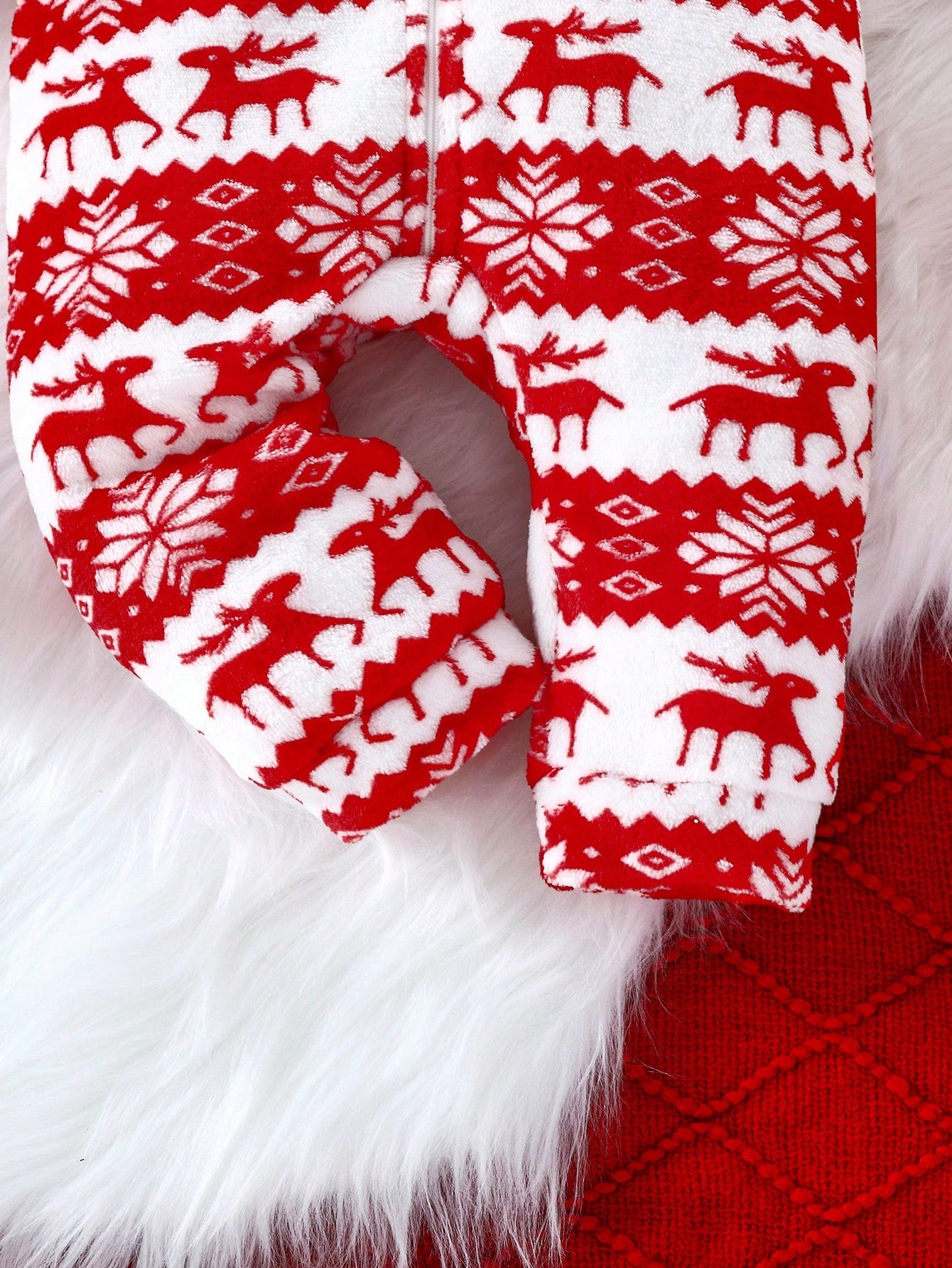 جمبسوت أطفال بنات بتصميم رجل الثلج والرنة مع أكمام طويلة