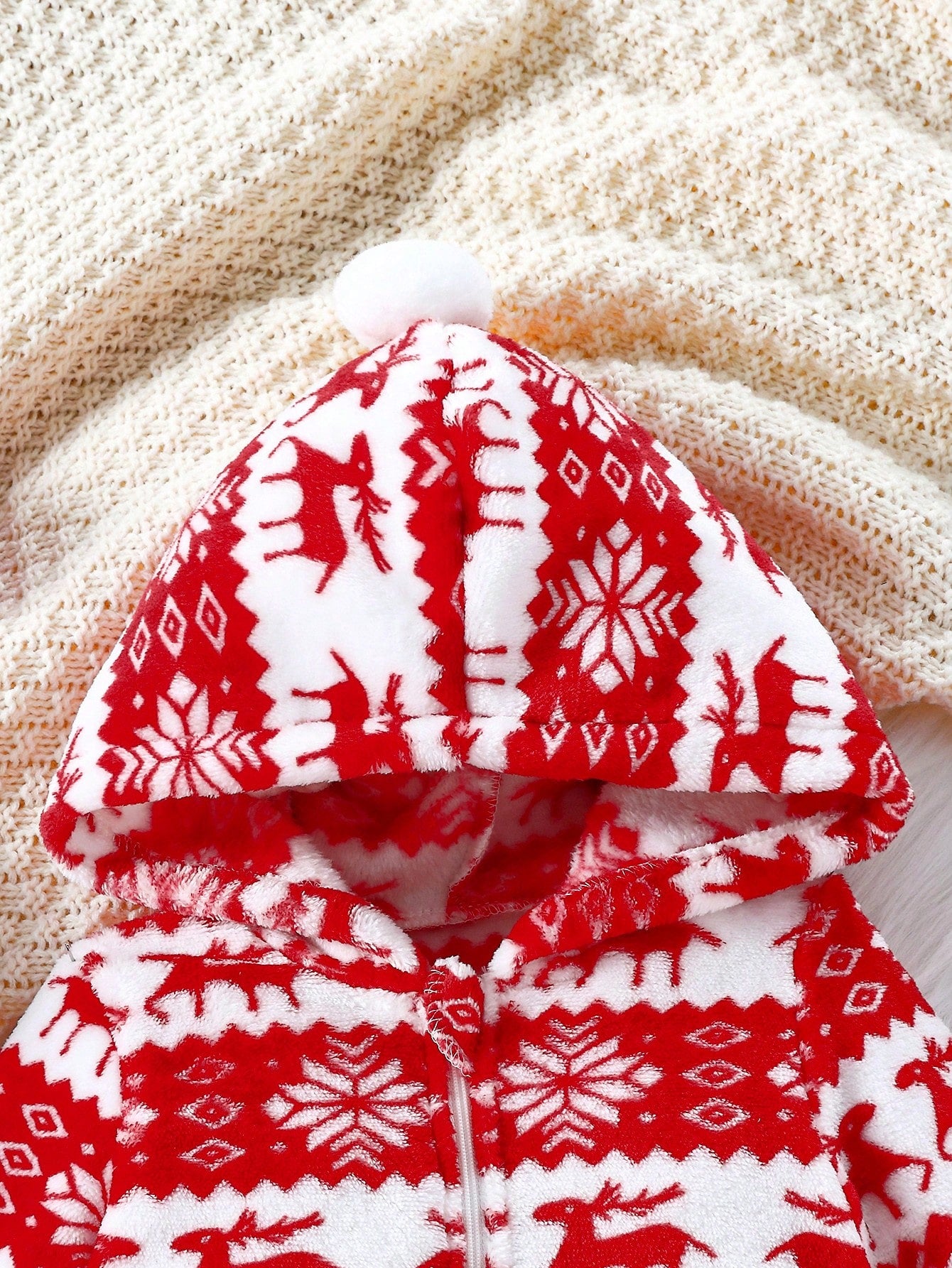 جمبسوت أطفال بنات بتصميم رجل الثلج والرنة مع أكمام طويلة