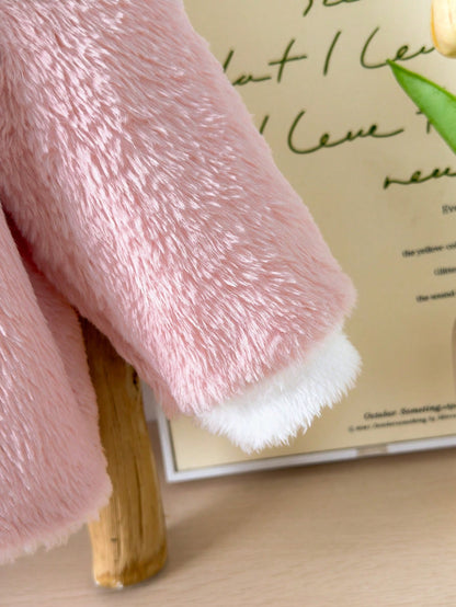 معطف فتاة رضيع مزين بأذن من الفراء، ملابس خارجية دافئة للخريف والشتاء للخارج والمدرسة وأكثر