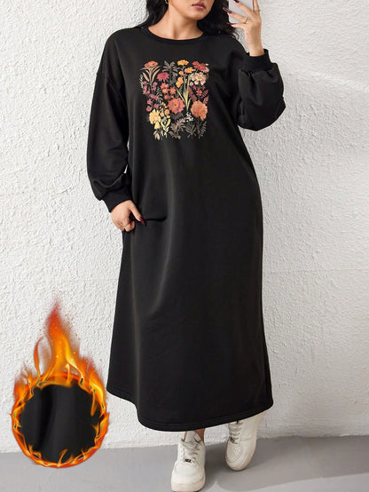 فستان بلوزة رياضية كاجوال بفتحة الكتف المنخفضة وطبعة الأزهار