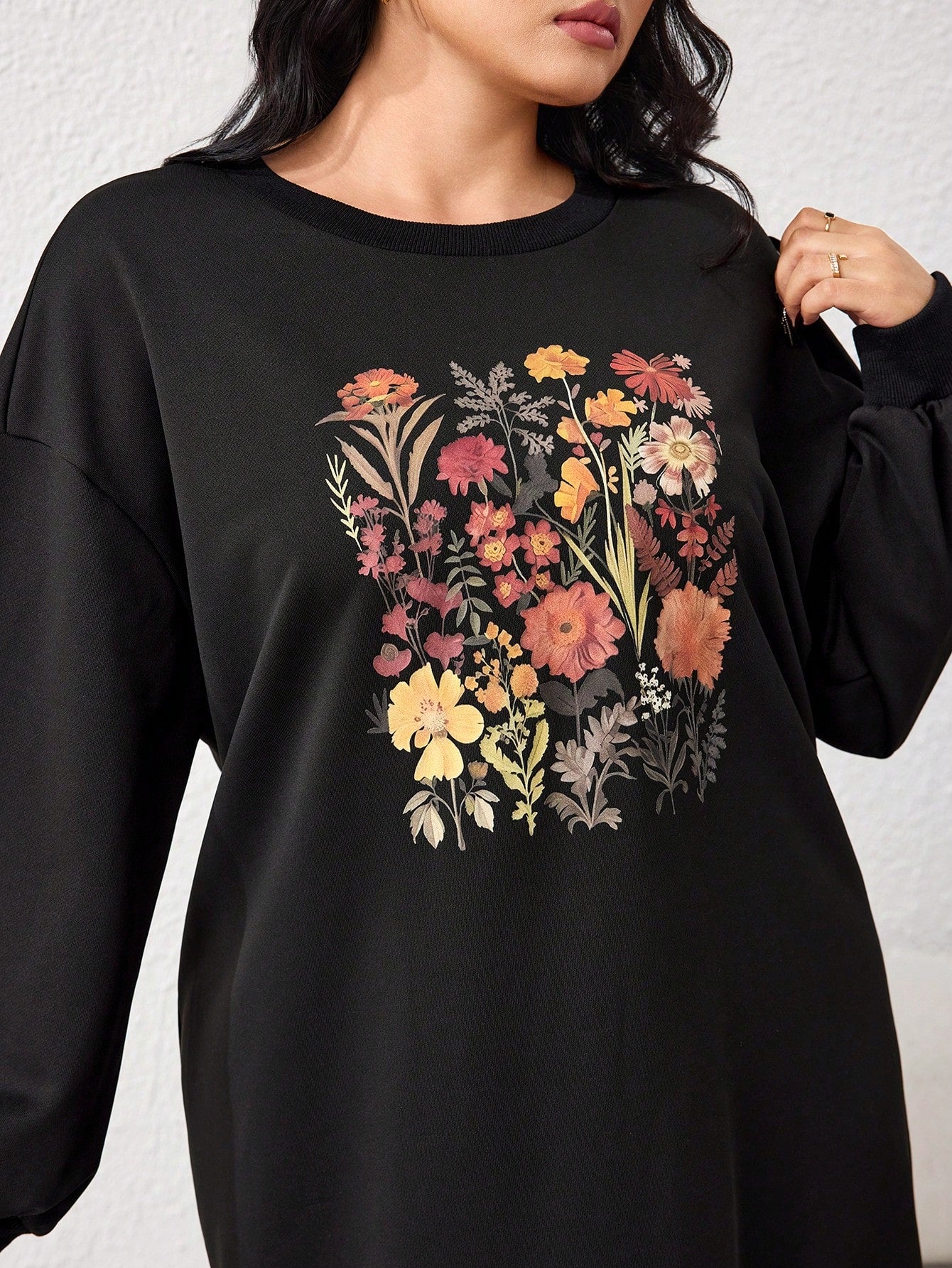 فستان بلوزة رياضية كاجوال بفتحة الكتف المنخفضة وطبعة الأزهار