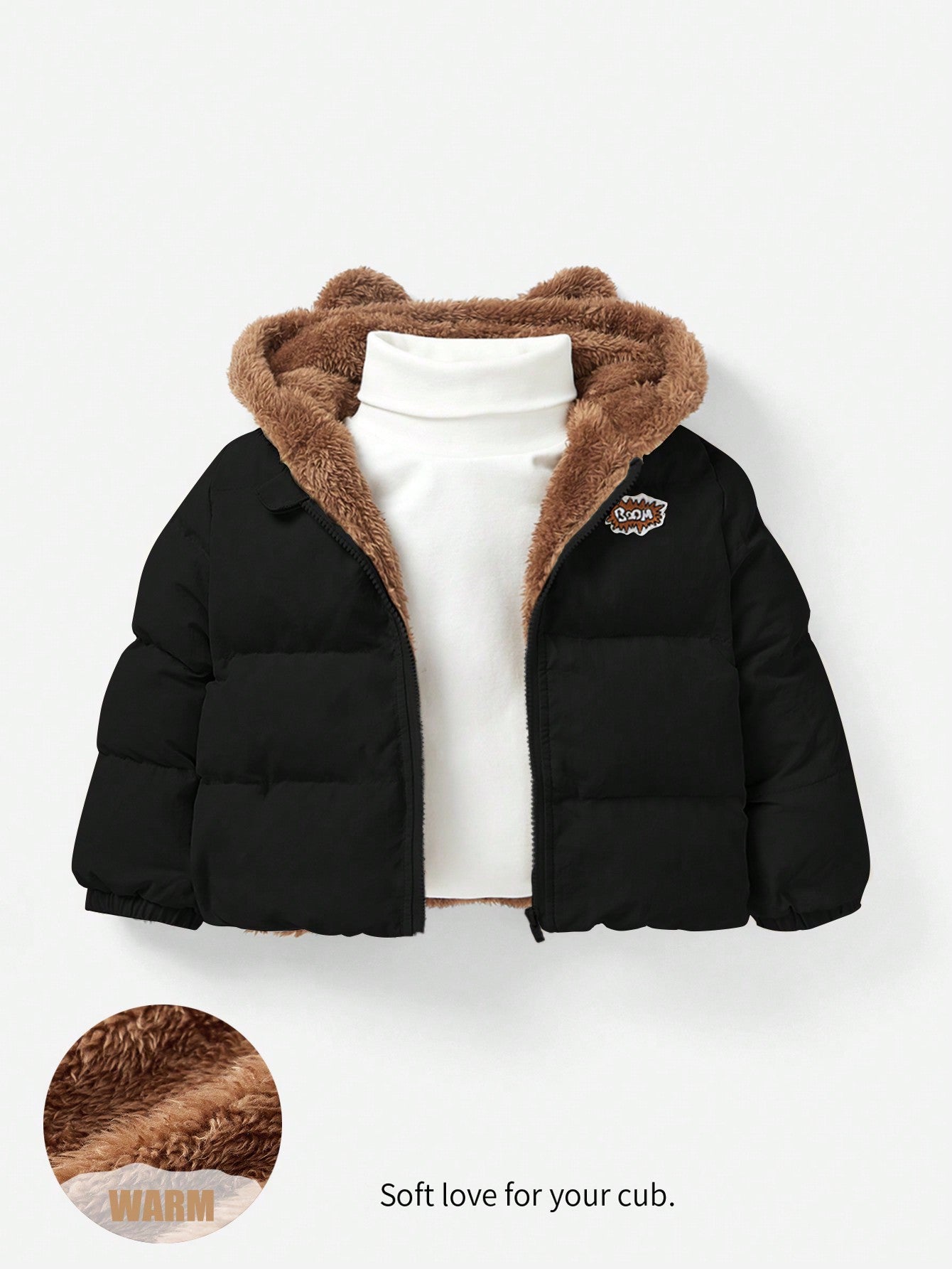 بلوزة لطفل ذكري، قطعة ملابس عادية منتظمة مبطنة بالصوف البرية