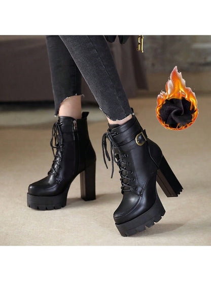 بوت قصيرة للنساء سميكة الرقبة دافئة الفرو