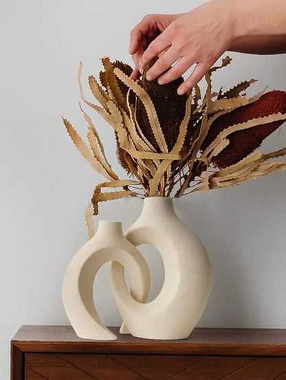 مجموعة ديكور فازة للأزواج، فازة حديثة بسيطة نمط إسكندنافي دائرية لديكور رف الكتب