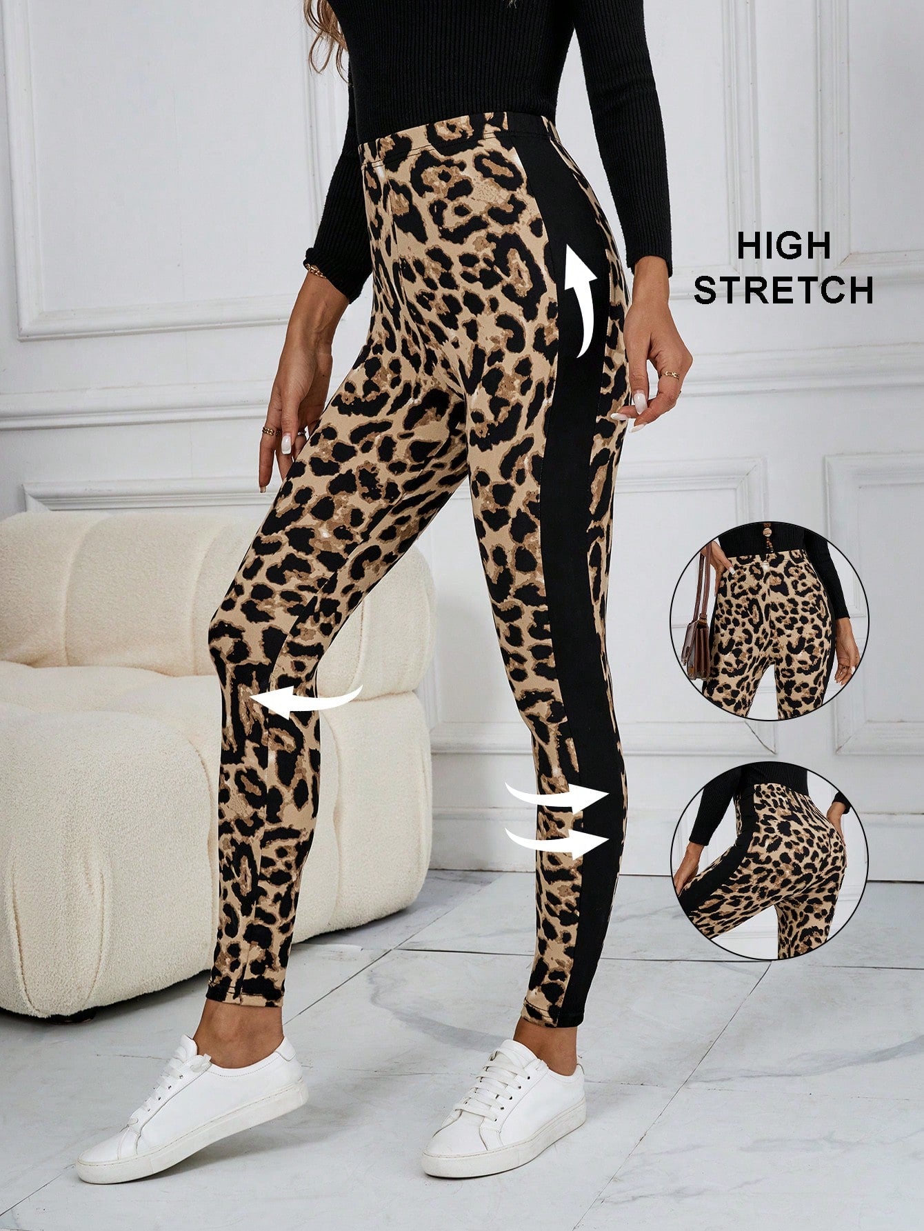 سروال لاسيكي للنساء بخصر مطاطي بلمسات بشرقال وبتصميم لباس رياضي