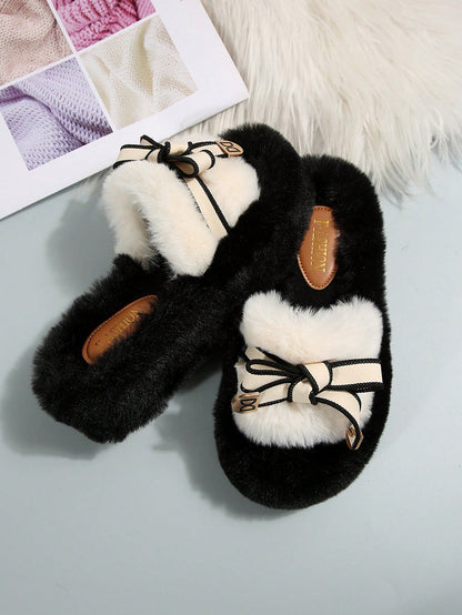 نعال للسيدات بتصميم كاجوال رائج في 2024، سميكة القاعدة ومرتفعة، قطعة شعر دافئة، مقاومة للانزلاق للإستخدام الداخلي والخارجي