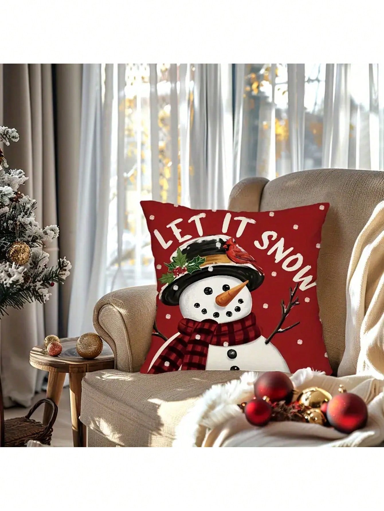 طقم احتفالي من 4 قطع بغطاء وسادة عيد الميلاد